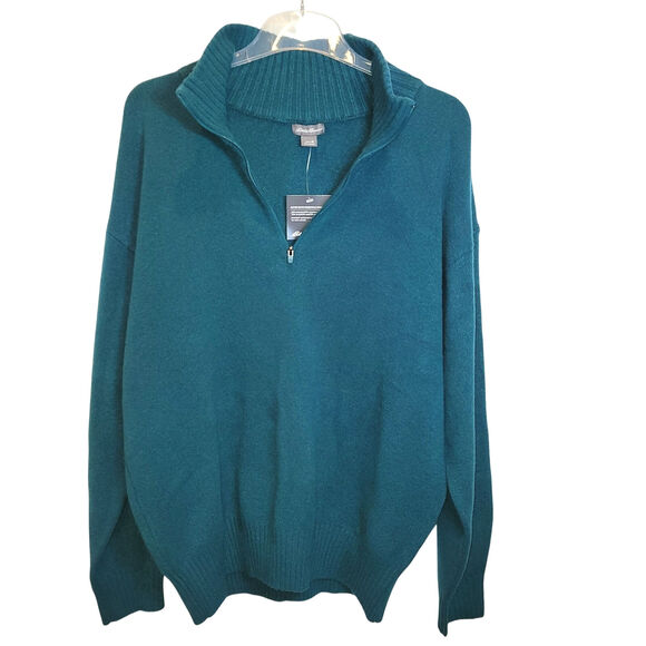 Eddie Bauer Alpine Route Essential Sweater 1/4 Zip Mock Neck Sz Medium L Green - Picture 10 of 16